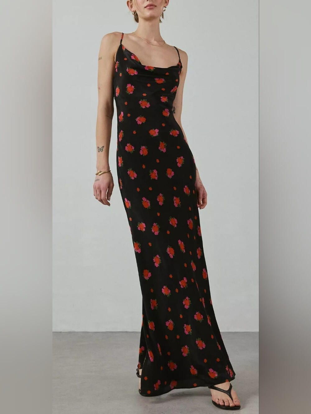 Bardot Monroe Crowl Neck Dress, Slip Maxi Dress In Floral Print